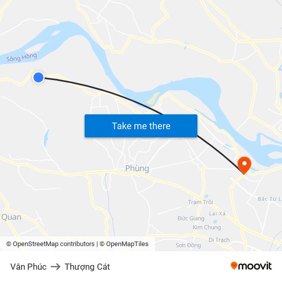 Vân Phúc to Thượng Cát map