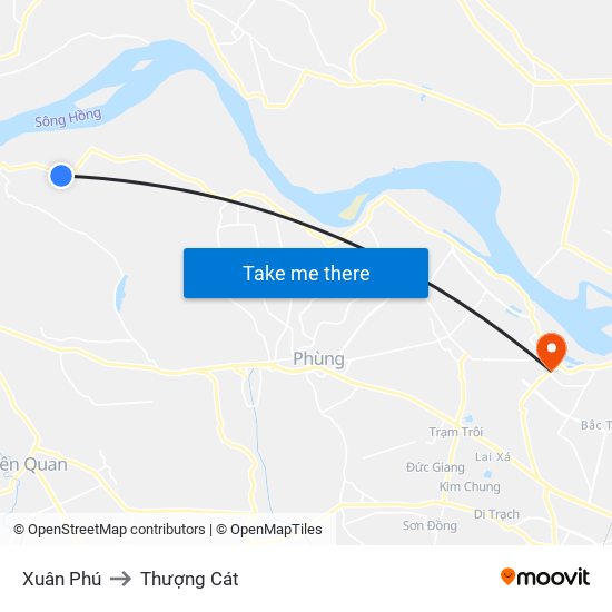 Xuân Phú to Thượng Cát map