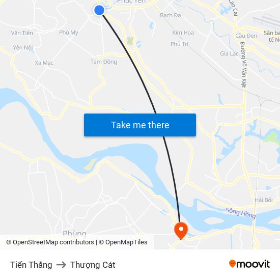 Tiến Thắng to Thượng Cát map