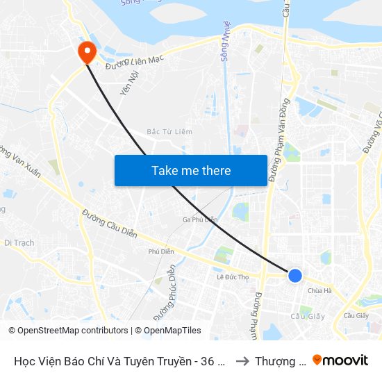 Học Viện Báo Chí Và Tuyên Truyền - 36 Xuân Thủy to Thượng Cát map