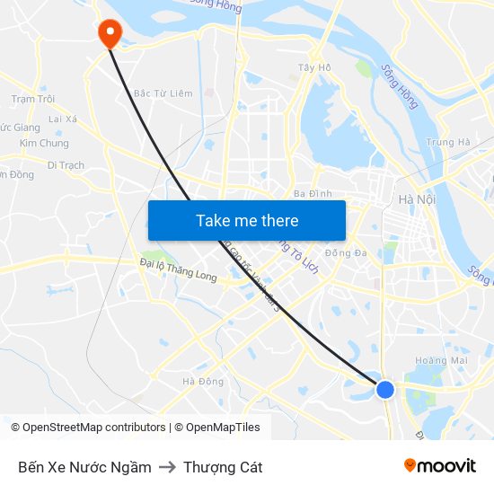 Bến Xe Nước Ngầm to Thượng Cát map