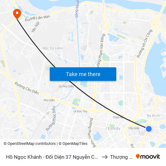 Hồ Ngọc Khánh - Đối Diện 37 Nguyễn Chí Thanh to Thượng Cát map