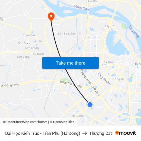 Đại Học Kiến Trúc - Trần Phú (Hà Đông) to Thượng Cát map