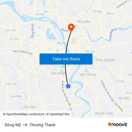 Đông Mỹ to Thượng Thanh map