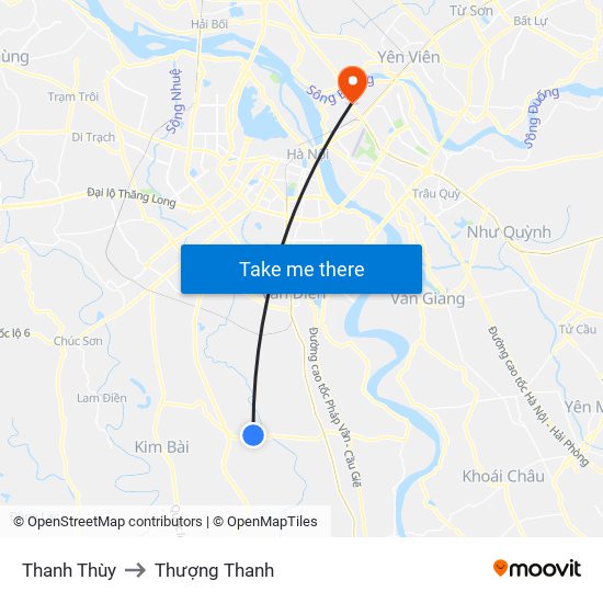 Thanh Thùy to Thượng Thanh map