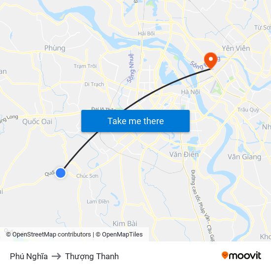 Phú Nghĩa to Thượng Thanh map