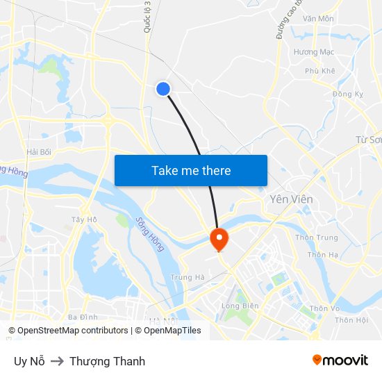 Uy Nỗ to Thượng Thanh map