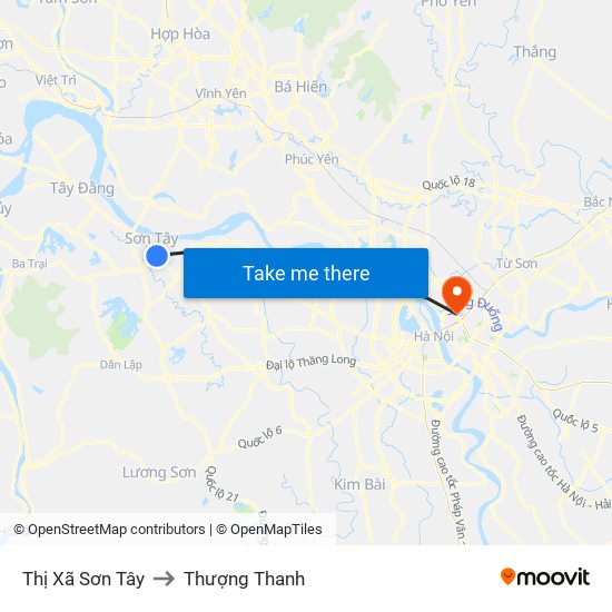 Thị Xã Sơn Tây to Thượng Thanh map