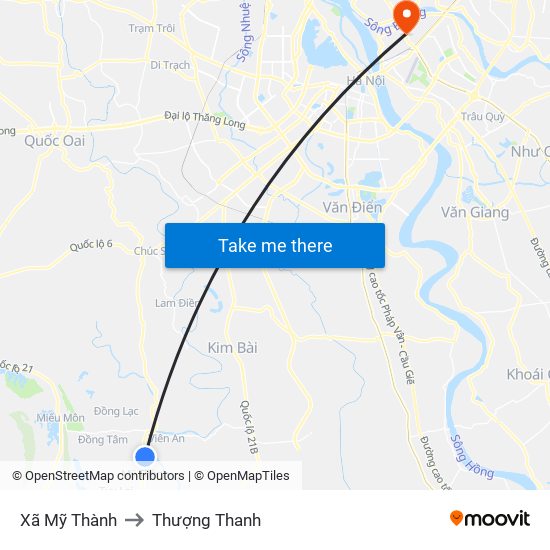 Xã Mỹ Thành to Thượng Thanh map