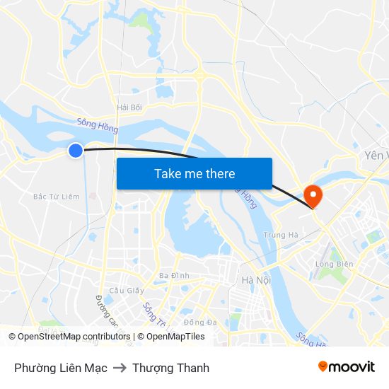 Phường Liên Mạc to Thượng Thanh map