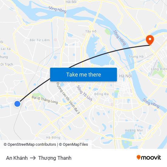 An Khánh to Thượng Thanh map