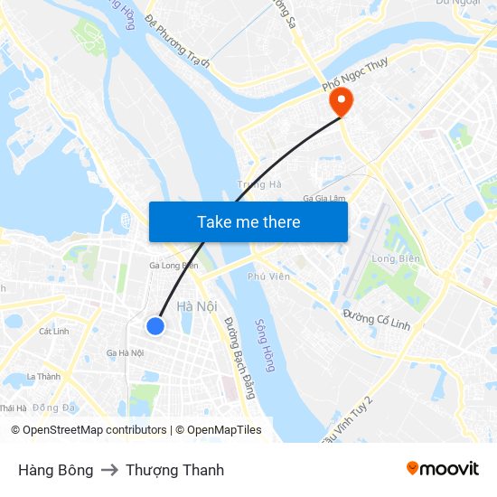 Hàng Bông to Thượng Thanh map