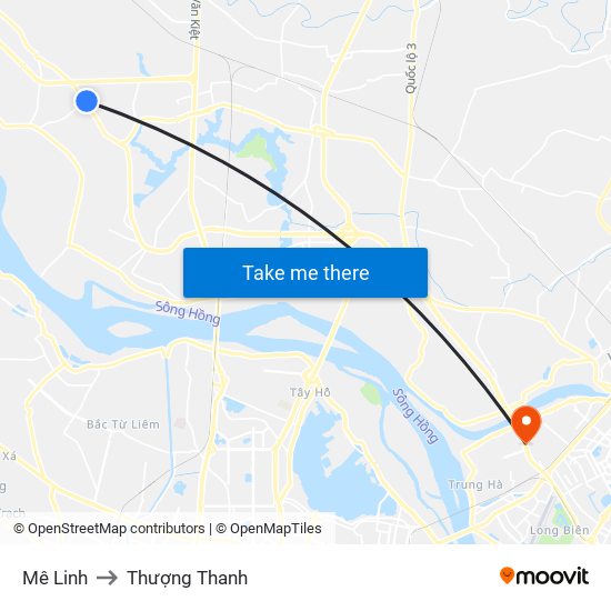 Mê Linh to Thượng Thanh map