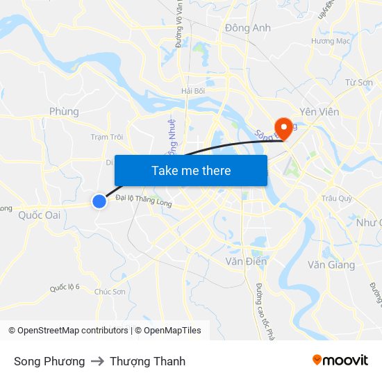 Song Phương to Thượng Thanh map