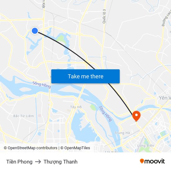 Tiền Phong to Thượng Thanh map