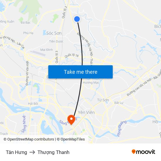 Tân Hưng to Thượng Thanh map