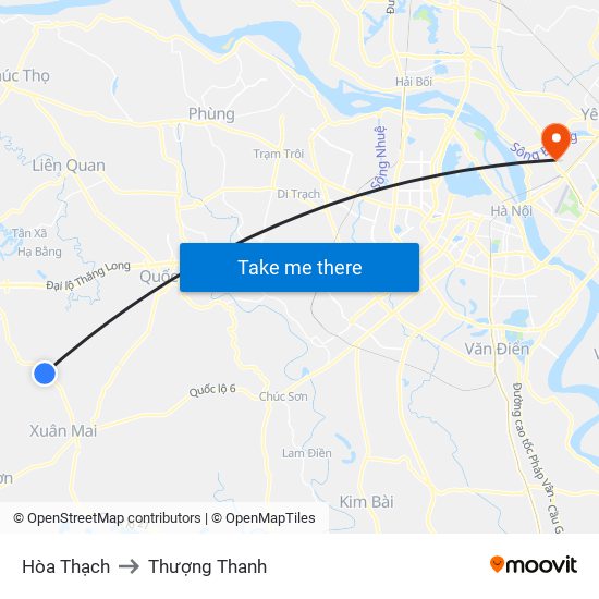 Hòa Thạch to Thượng Thanh map