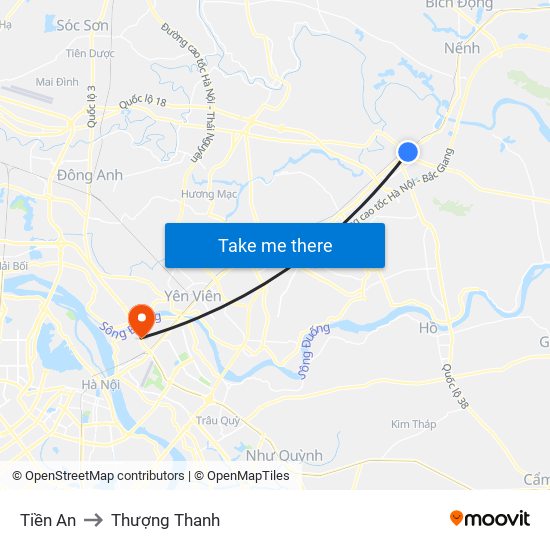 Tiền An to Thượng Thanh map