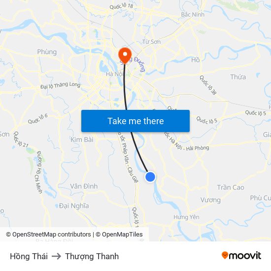 Hồng Thái to Thượng Thanh map
