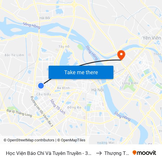 Học Viện Báo Chí Và Tuyên Truyền - 36 Xuân Thủy to Thượng Thanh map