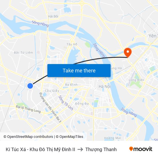 Kí Túc Xá - Khu Đô Thị Mỹ Đình II to Thượng Thanh map