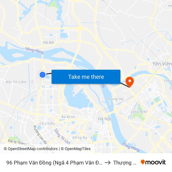 96 Phạm Văn Đồng (Ngã 4 Phạm Văn Đồng - Xuân Đỉnh) to Thượng Thanh map