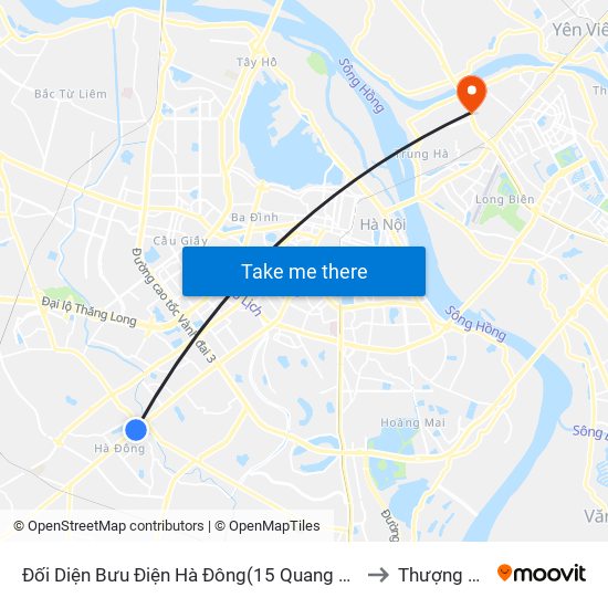 Đối Diện Bưu Điện Hà Đông(15 Quang Trung Hà Đông) to Thượng Thanh map