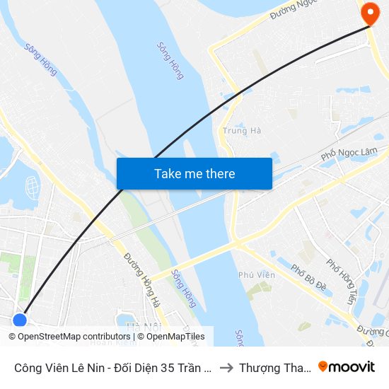 Công Viên Lê Nin - Đối Diện 35 Trần Phú to Thượng Thanh map