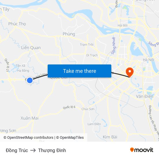 Đồng Trúc to Thượng Đình map