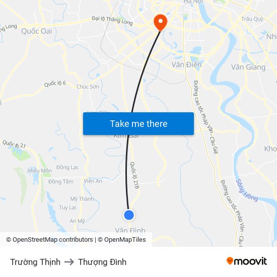 Trường Thịnh to Thượng Đình map