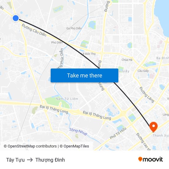 Tây Tựu to Thượng Đình map