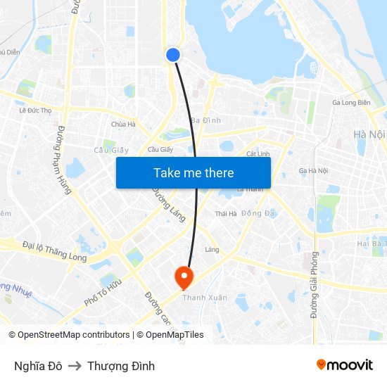 Nghĩa Đô to Thượng Đình map