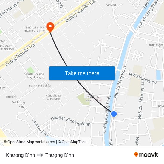 Khương Đình to Thượng Đình map