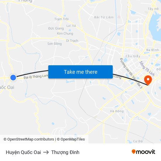 Huyện Quốc Oai to Thượng Đình map