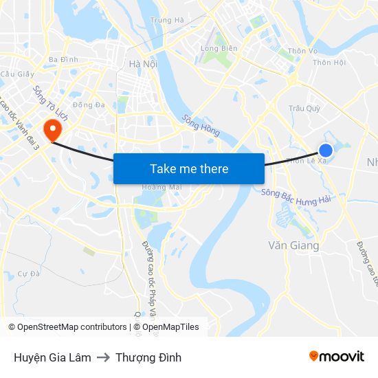 Huyện Gia Lâm to Thượng Đình map