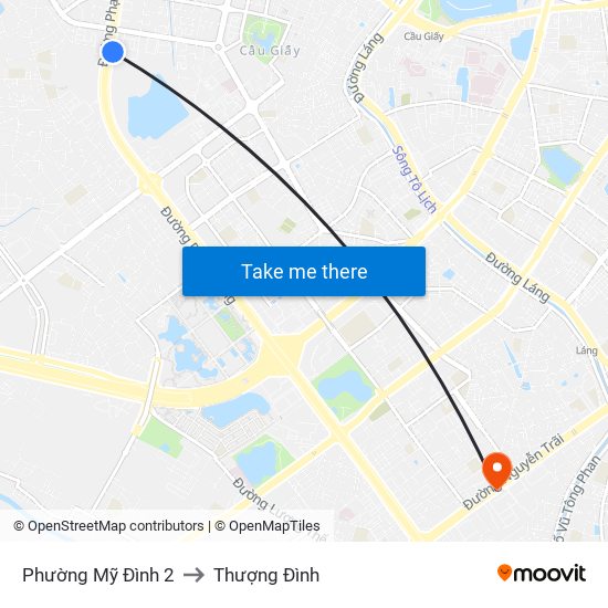 Phường Mỹ Đình 2 to Thượng Đình map