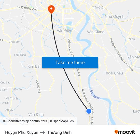 Huyện Phú Xuyên to Thượng Đình map