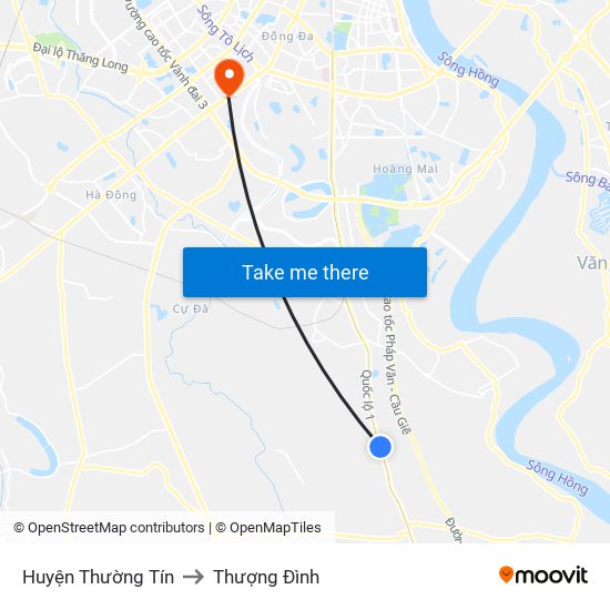 Huyện Thường Tín to Thượng Đình map