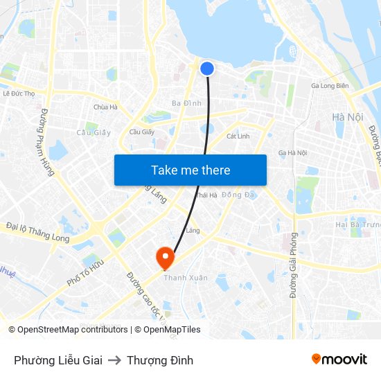 Phường Liễu Giai to Thượng Đình map