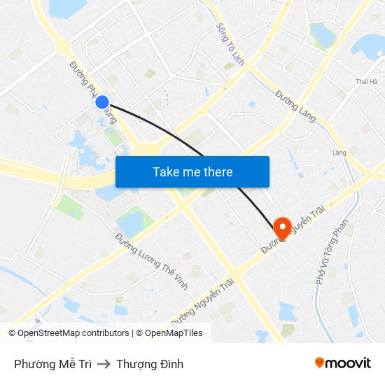 Phường Mễ Trì to Thượng Đình map