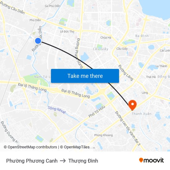 Phường Phương Canh to Thượng Đình map