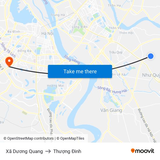 Xã Dương Quang to Thượng Đình map