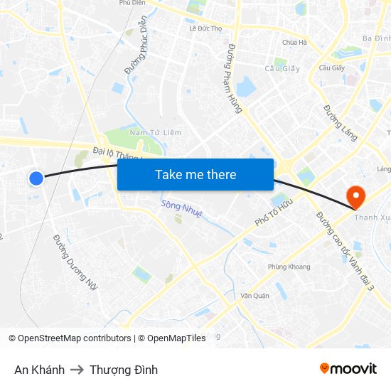 An Khánh to Thượng Đình map