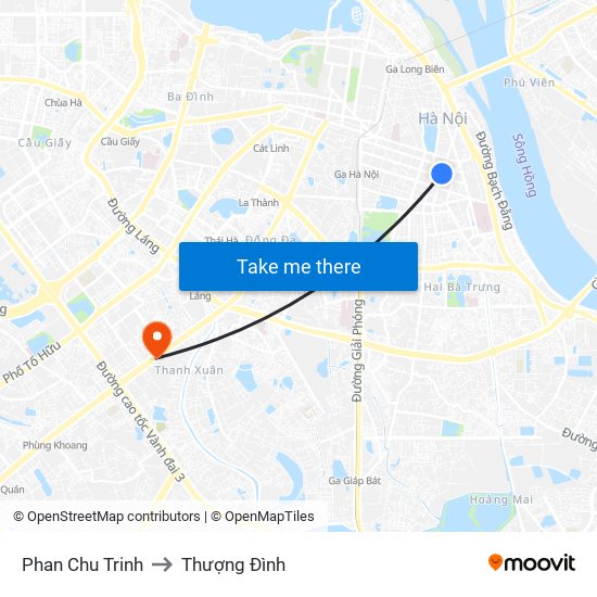 Phan Chu Trinh to Thượng Đình map