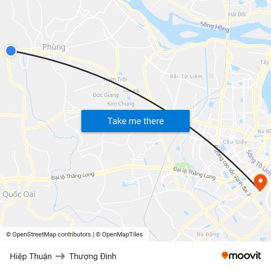 Hiệp Thuận to Thượng Đình map