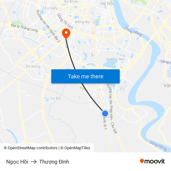 Ngọc Hồi to Thượng Đình map