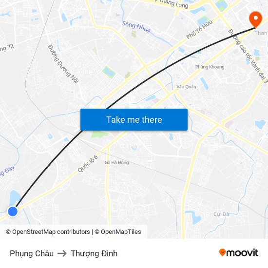 Phụng Châu to Thượng Đình map