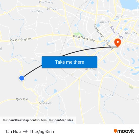 Tân Hòa to Thượng Đình map