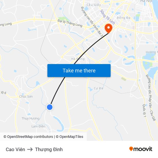 Cao Viên to Thượng Đình map