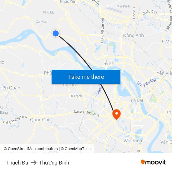 Thạch Đà to Thượng Đình map